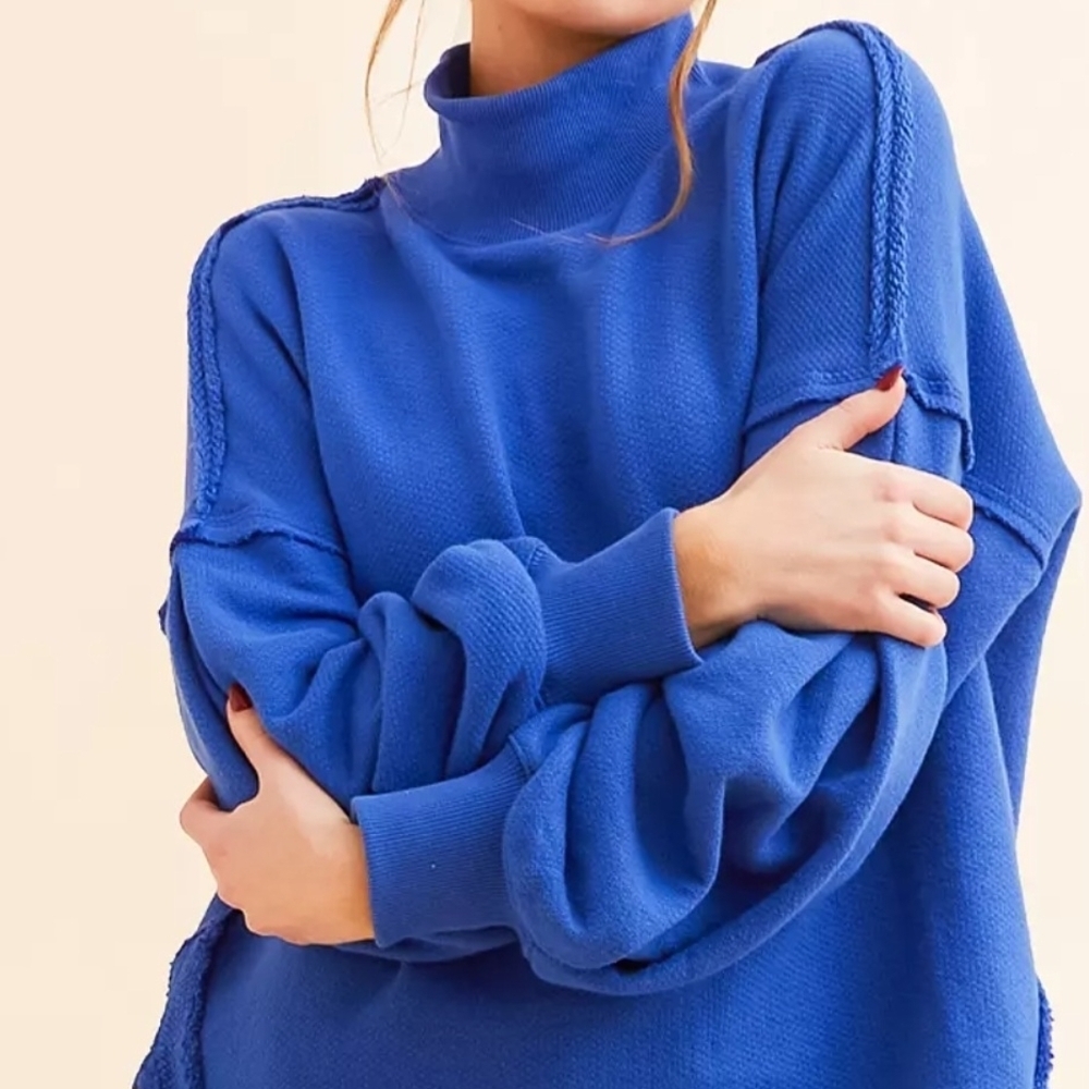 We The Free Blue Relaxed Oversized Sweatshirt, XSMALL - Picture 2 of 8